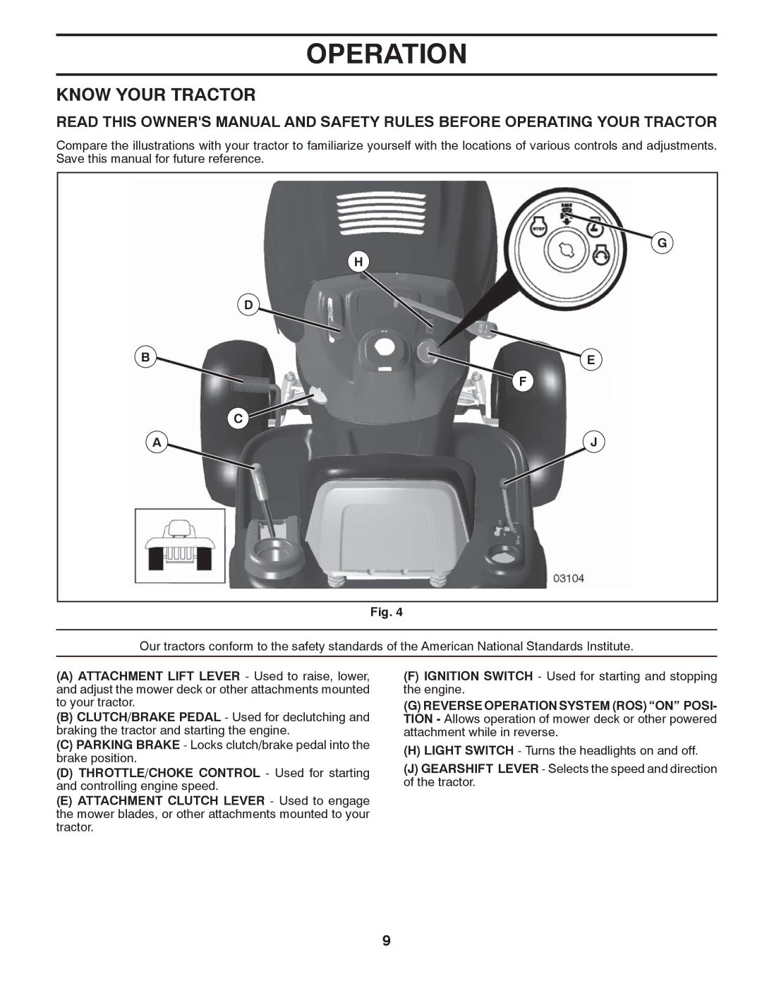 Poulan XT18542LT manual Know Your Tractor 