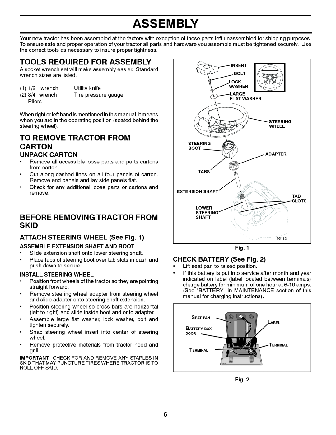 Poulan XT195H42LT manual Tools Required For Assembly, To Remove Tractor From Carton, Before Removing Tractor From Skid 