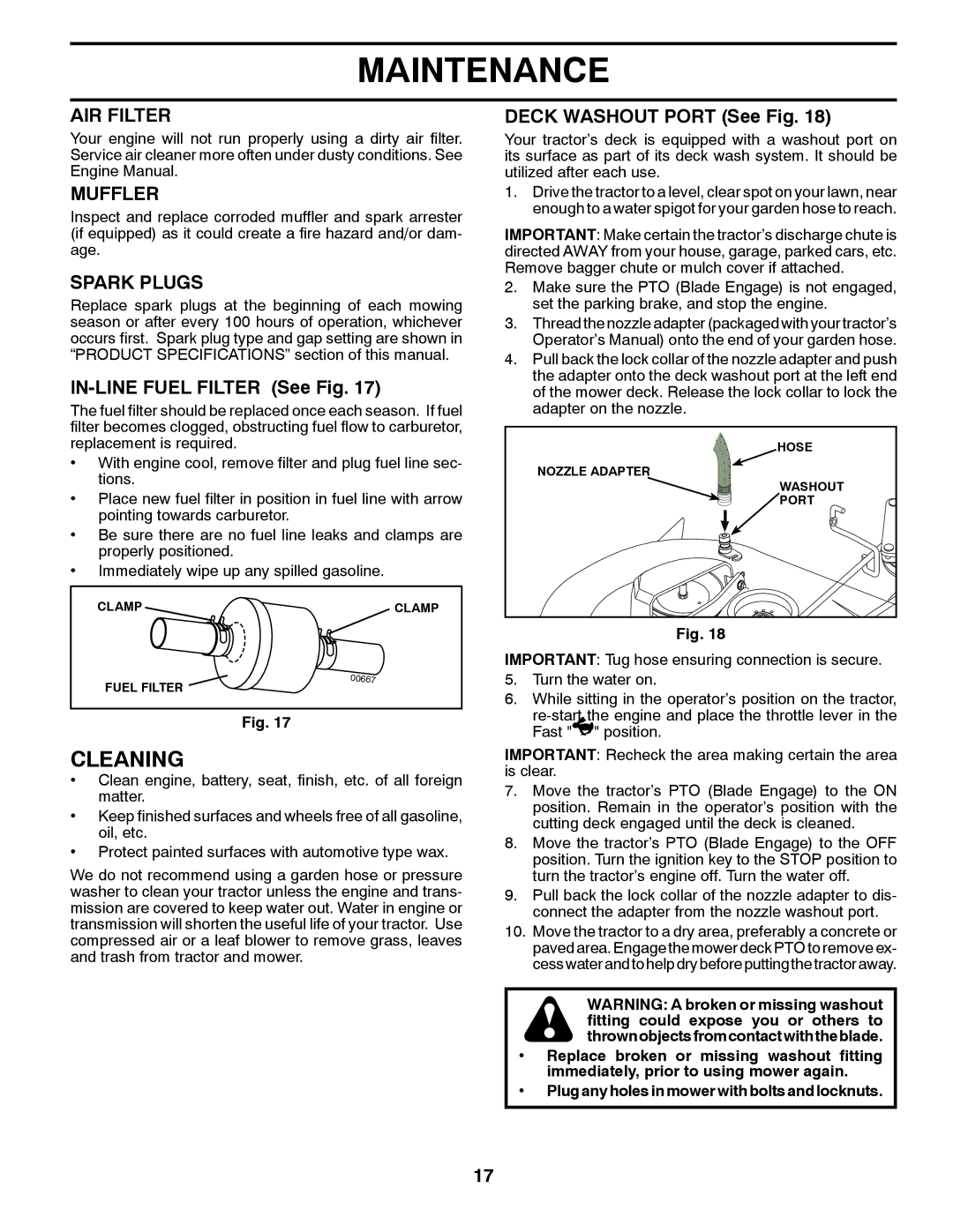 Poulan XT195H46YT manual Cleaning, AIR Filter, Muffler, Spark Plugs 