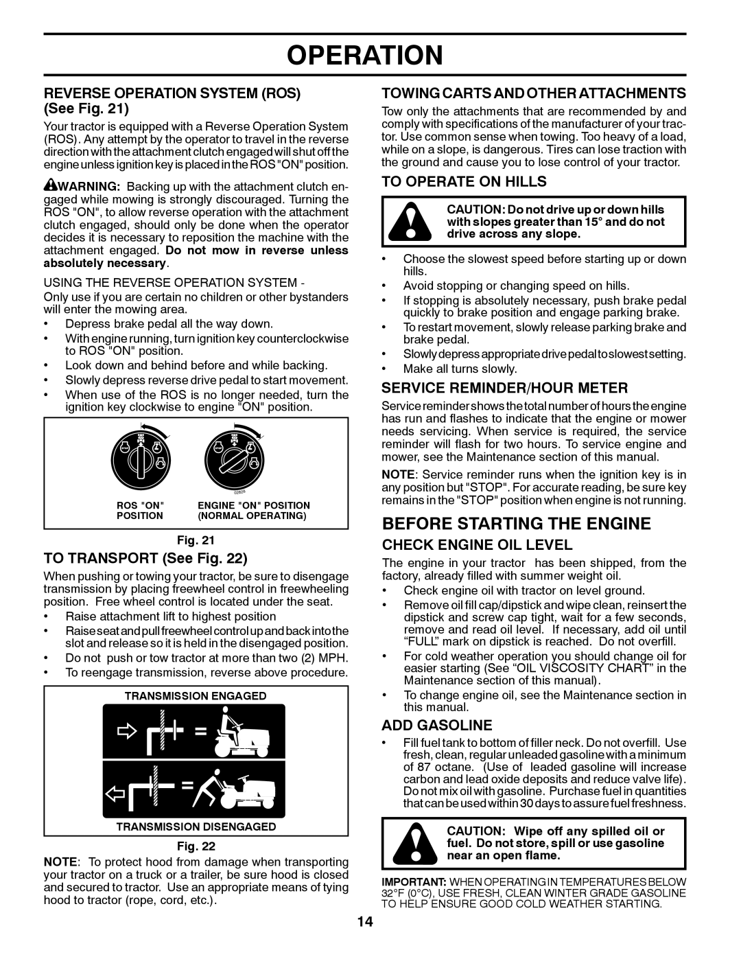 Poulan XT22H54 manual Before Starting the Engine 