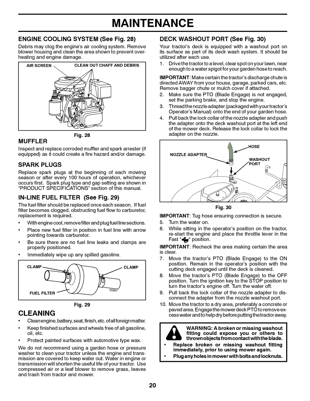 Poulan XT22H54 manual Cleaning, Muffler, Spark Plugs 