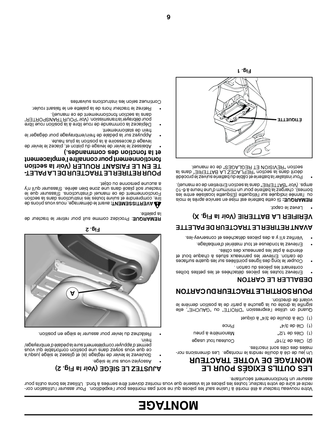 Poulan XT22H54 manual Desmancom des fonction la et, Tionsec la Voir Rouler Faisant LE EN TE, Fig la Voir Siège LE Ajustez 