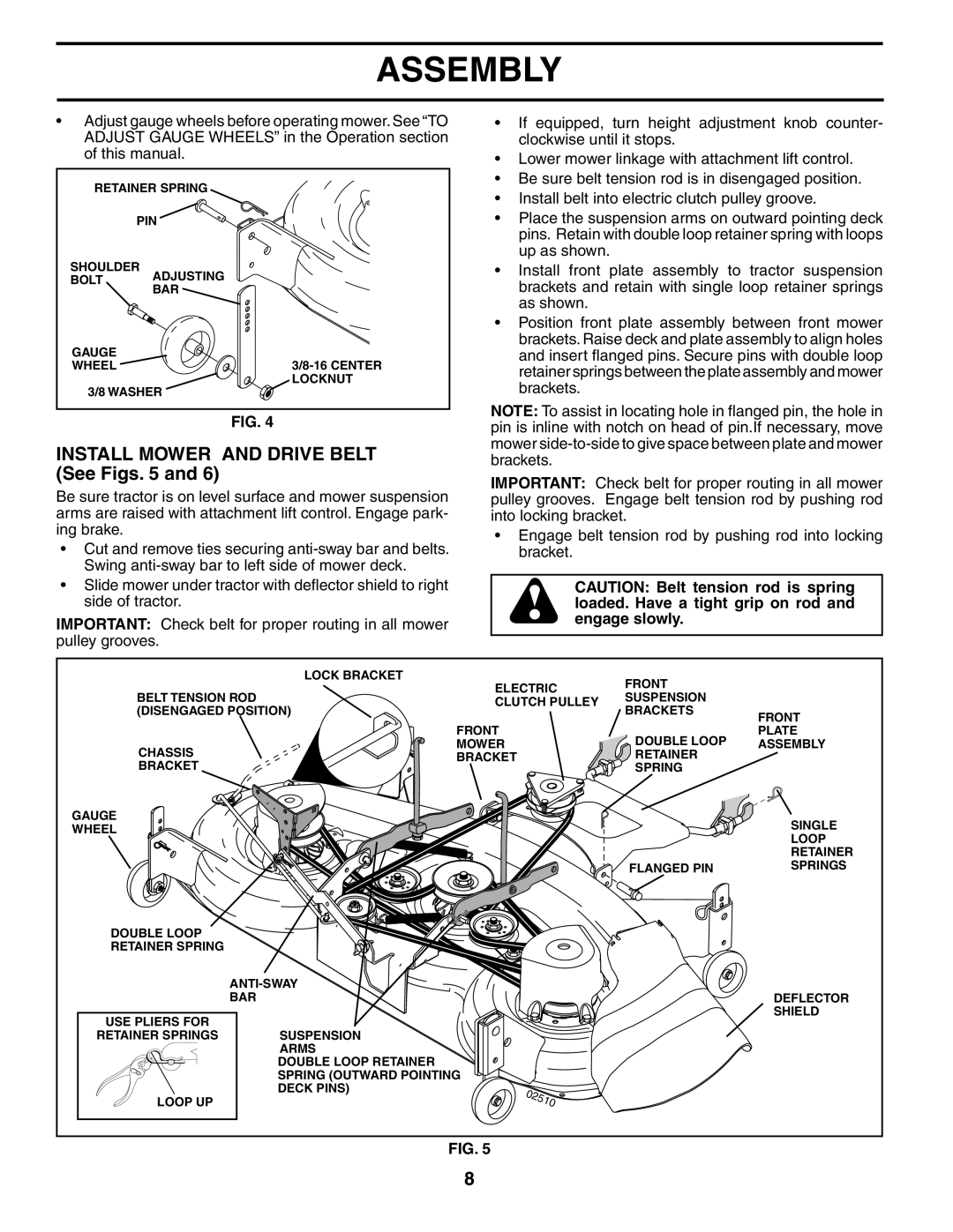 Poulan XT24H48YT manual Install Mower and Drive Belt See Figs 