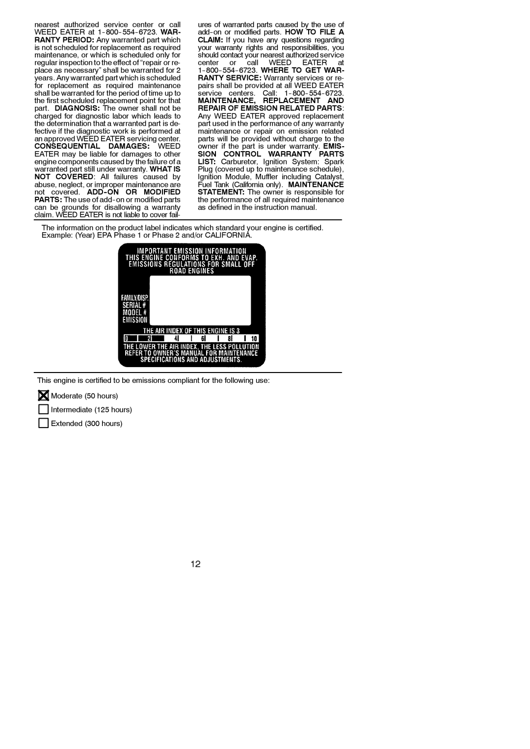 Poulan XT260, FX26 instruction manual Consequential Damages Weed 