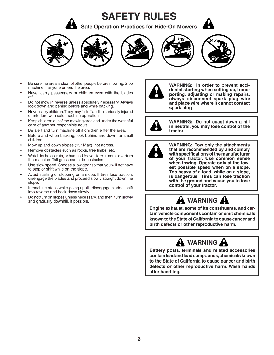 Poulan YTH2148 owner manual Safety Rules 