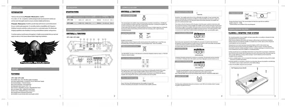 Power Acoustik CPT1-1500, CPT1-2000 manual 