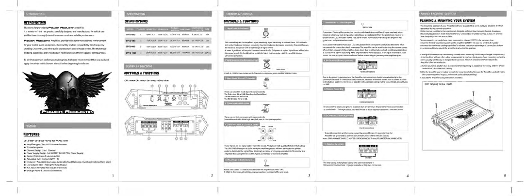 Power Acoustik CPT2-1500, CPT2-600, CPT2-400, CPT2-900 manual 