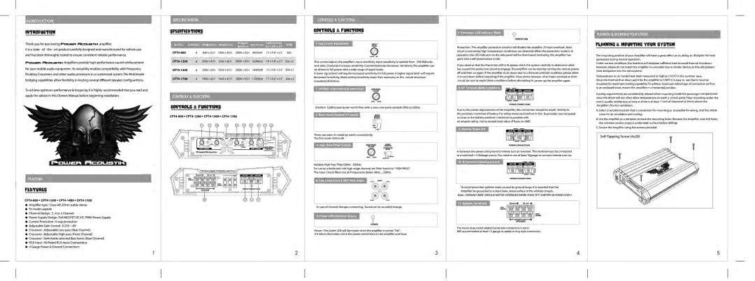 Power Acoustik CPT4-1400, CPT4-800, CPT4-1700, CPT4-1200 manual 