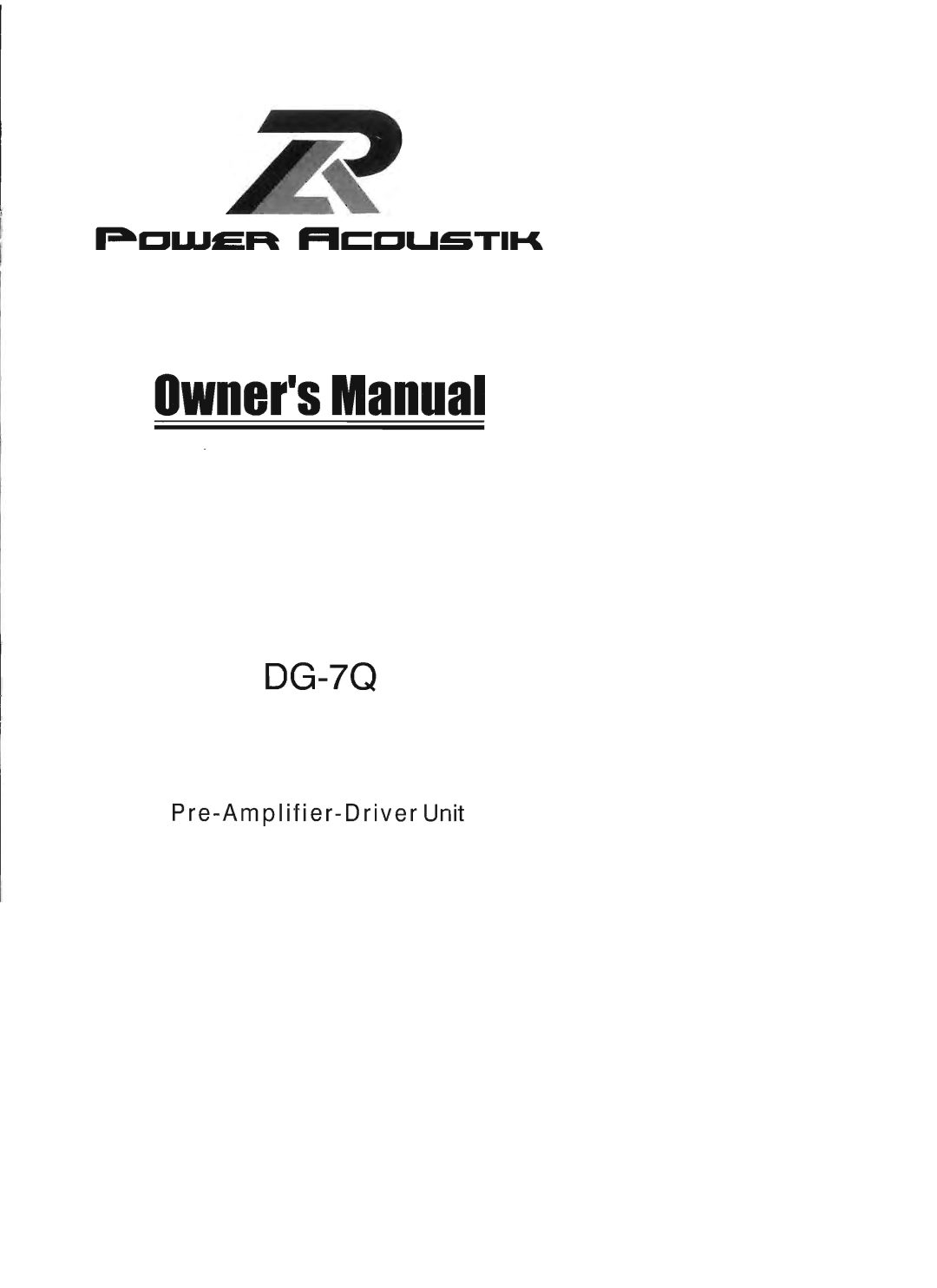 Power Acoustik DG-7Q manual 