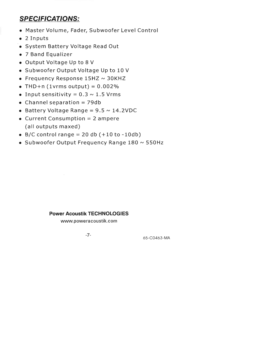 Power Acoustik DG-7Q manual 