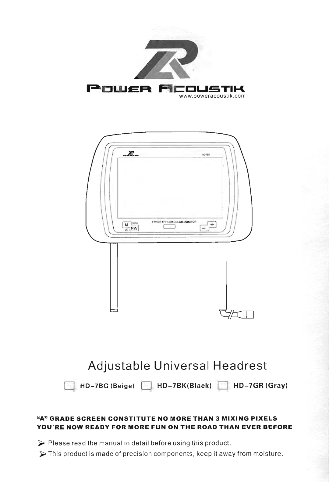 Power Acoustik HD-7BK, HD-7GR, HD-7BG manual 