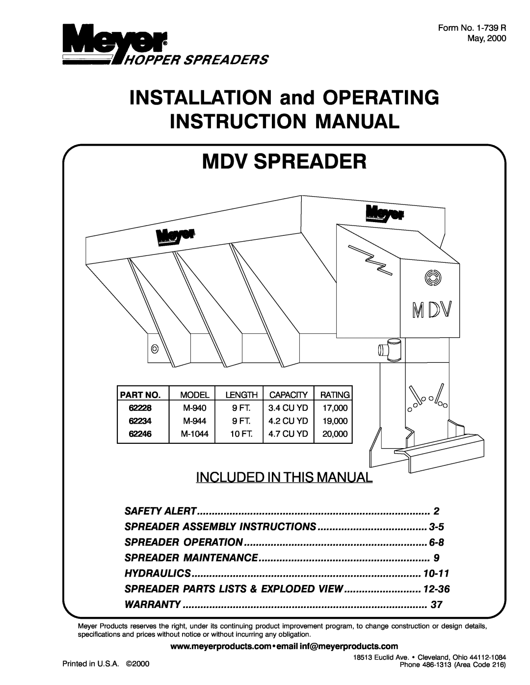 Power Acoustik M-940, M-944, M-1044 instruction manual Mdv Spreader, Included In This Manual 
