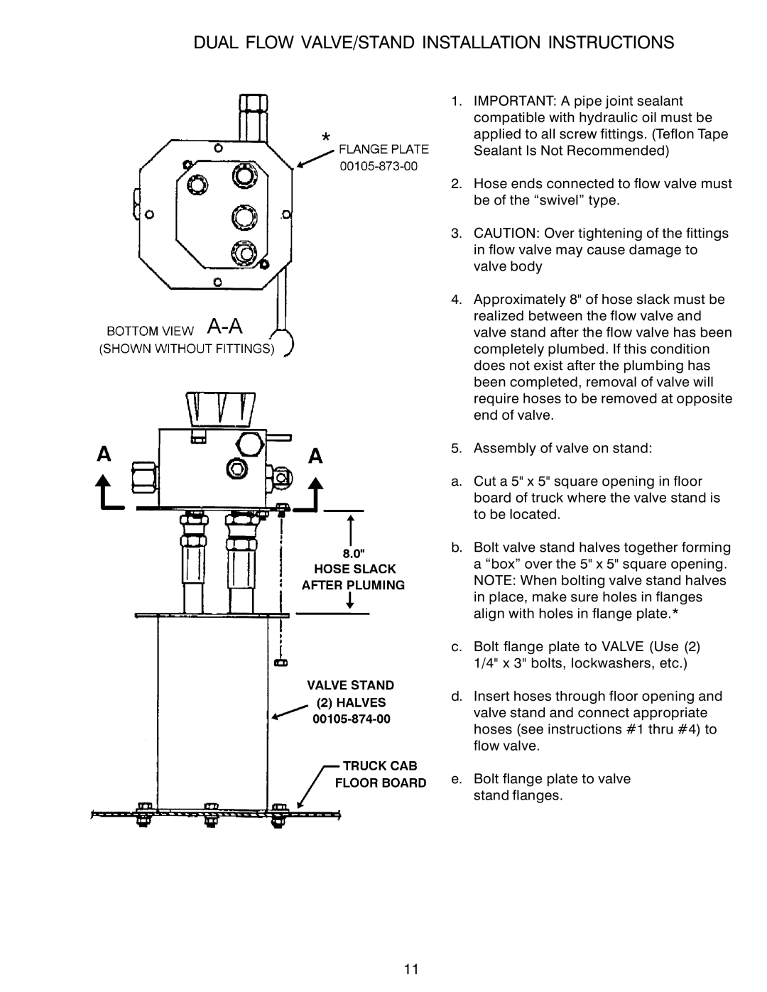 Power Acoustik M-1044, M-944, M-940 instruction manual Dual Flow VALVE/STAND Installation Instructions 