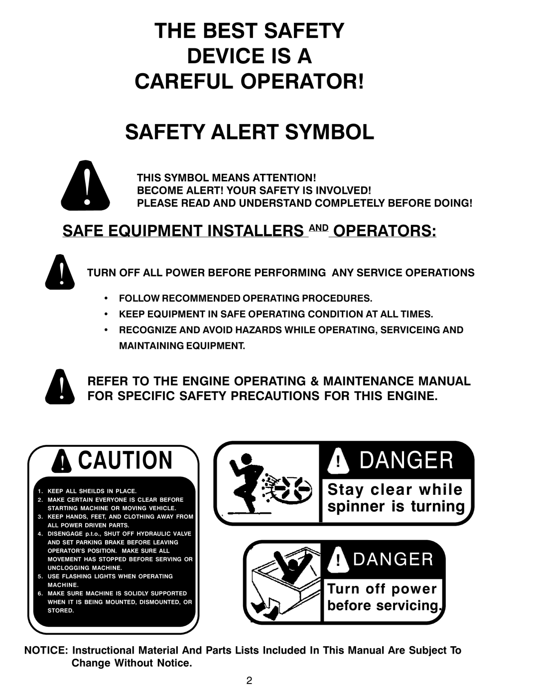 Power Acoustik M-1044 Safe Equipment Installers and Operators, Turn OFF ALL Power Before Performing ANY Service Operations 