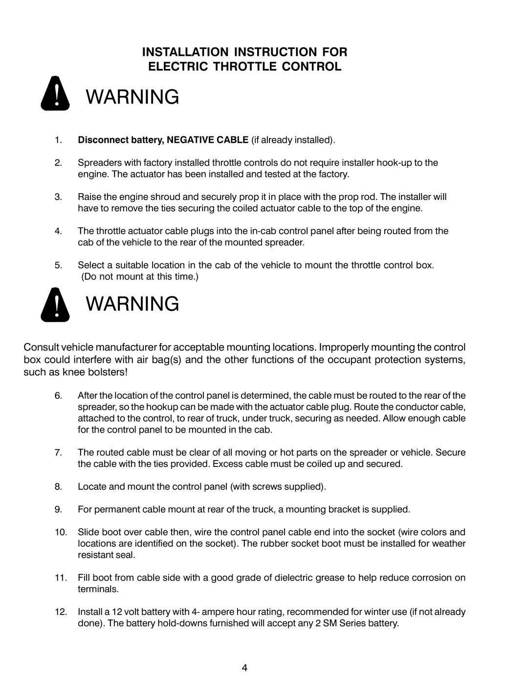 Power Acoustik M-940, M-944, M-1044 instruction manual Installation Instruction for Electric Throttle Control 