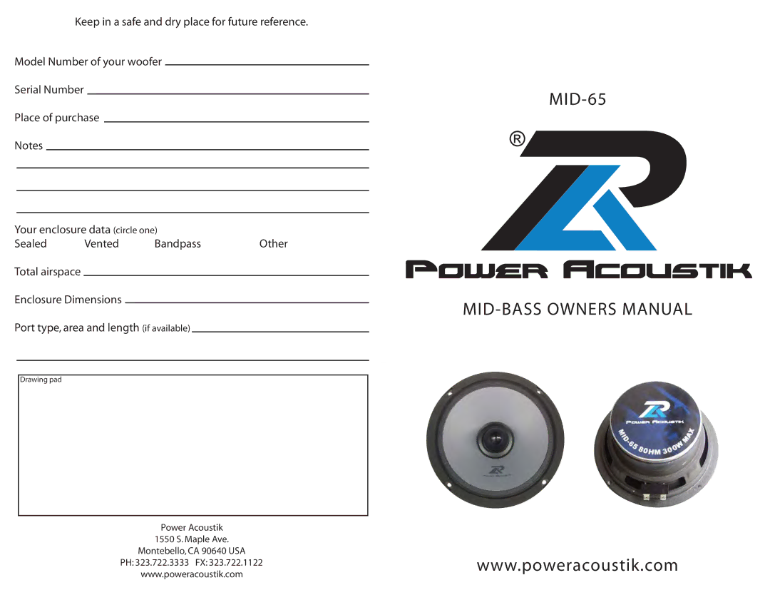 Power Acoustik MID-65 owner manual 