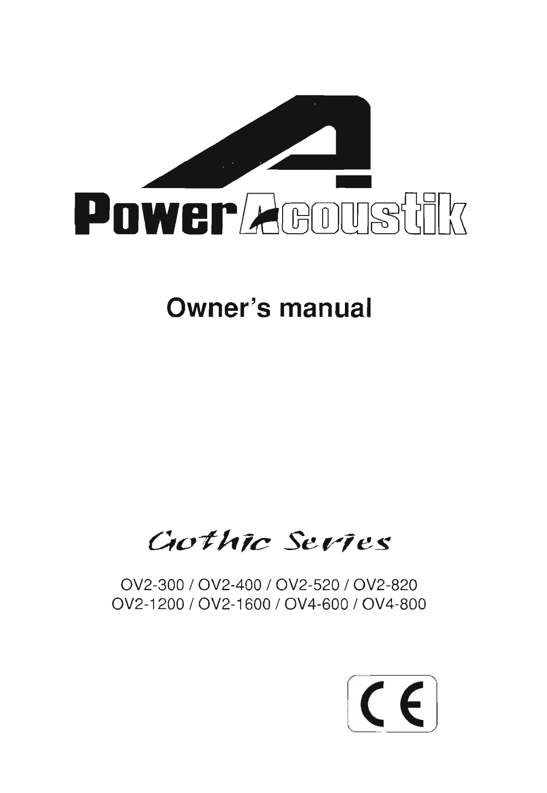 Power Acoustik OV2-400, OV4-800, OV4-600, OV2-520, OV2-820, OV2-300, OV2- 1200, OV2-1600 manual 