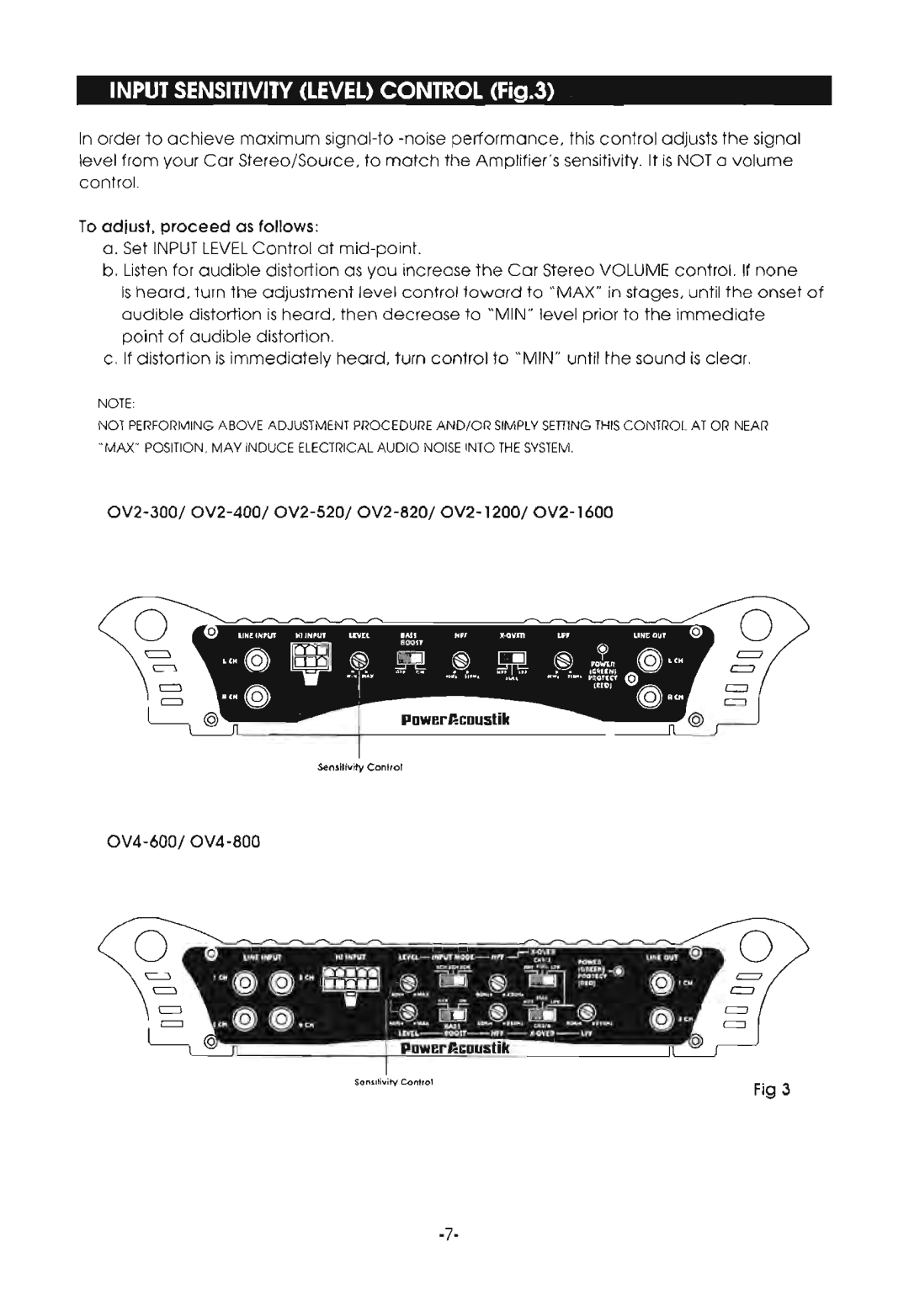 Power Acoustik OV2-1600, OV4-800, OV2-400, OV4-600, OV2-520, OV2-820, OV2-300, OV2- 1200 manual 