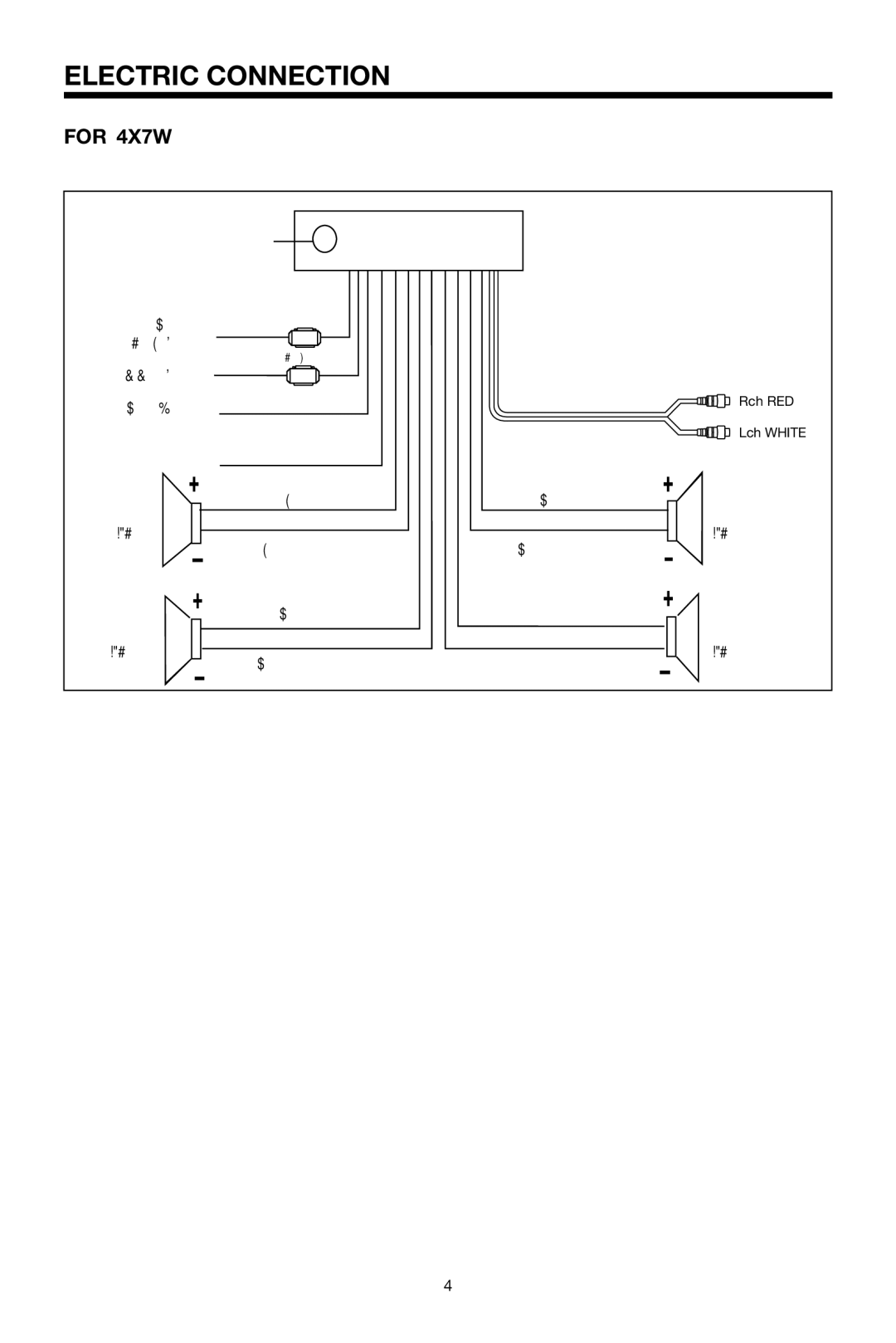 Power Acoustik PACD-507 instruction manual Electric Connection, For 4X7W 