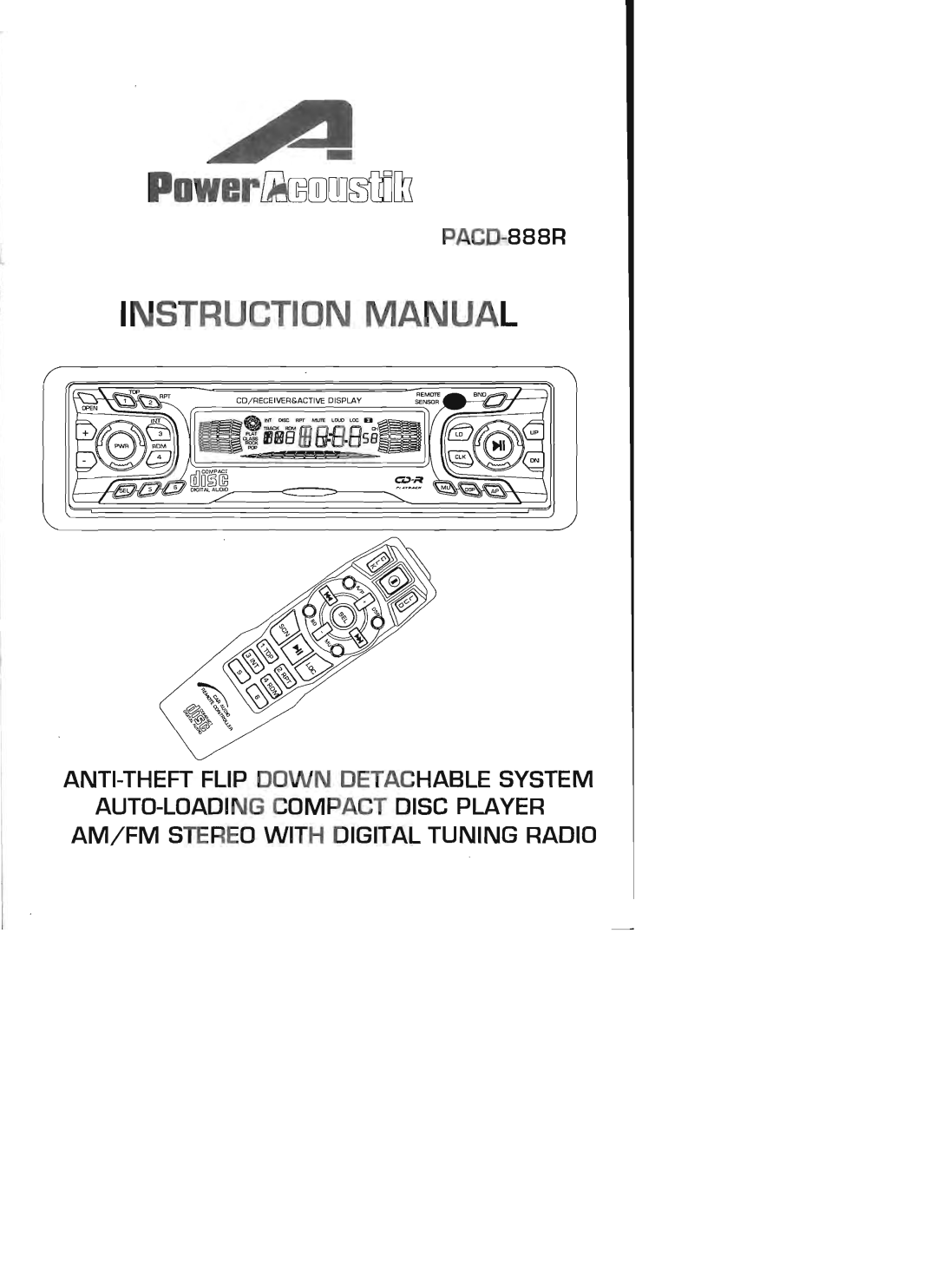 Power Acoustik PACD-889R manual 