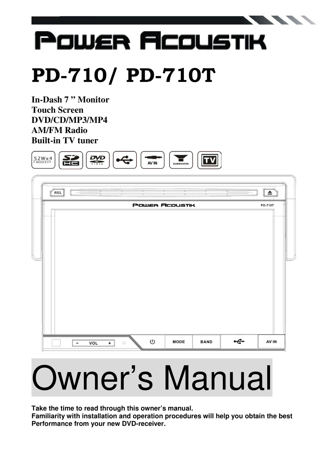 Power Acoustik owner manual PD-710/ PD-710T 