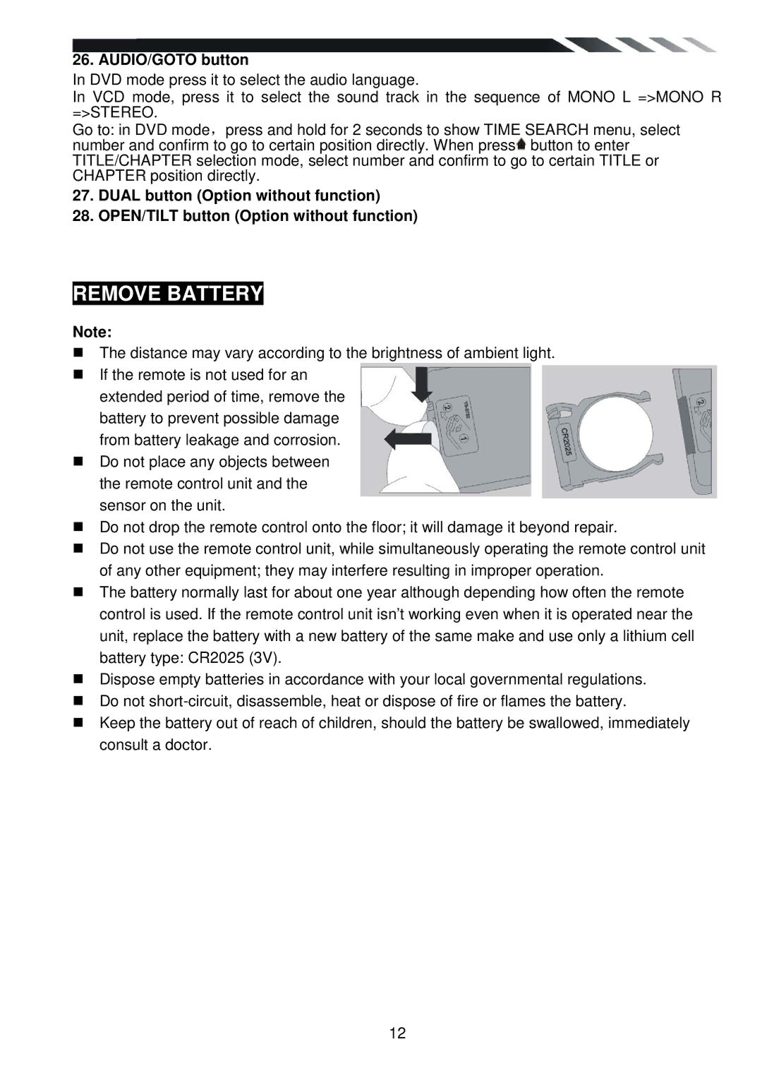 Power Acoustik PD-710T owner manual Remove Battery, AUDIO/GOTO button 