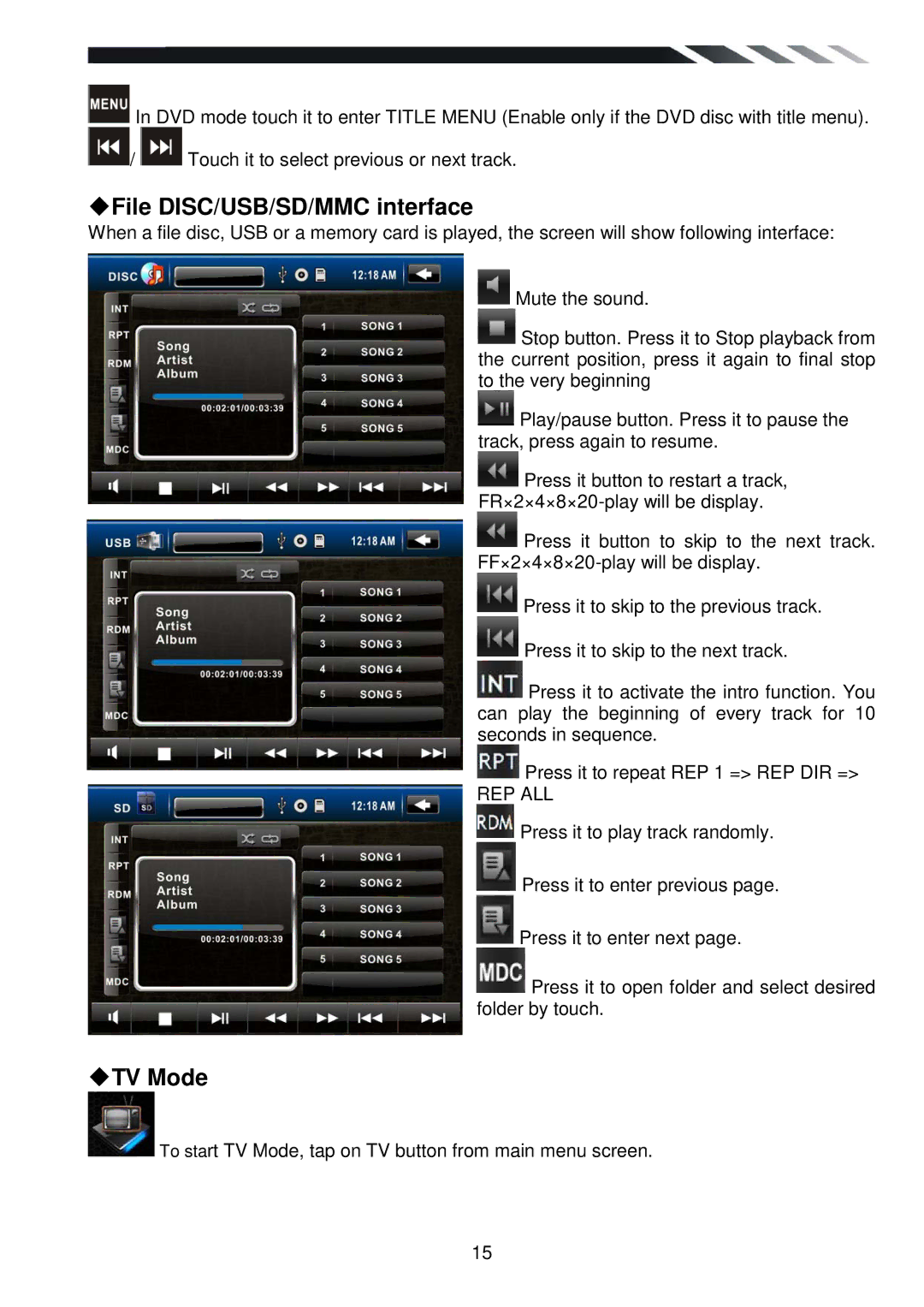 Power Acoustik PD-710T owner manual TV Mode 