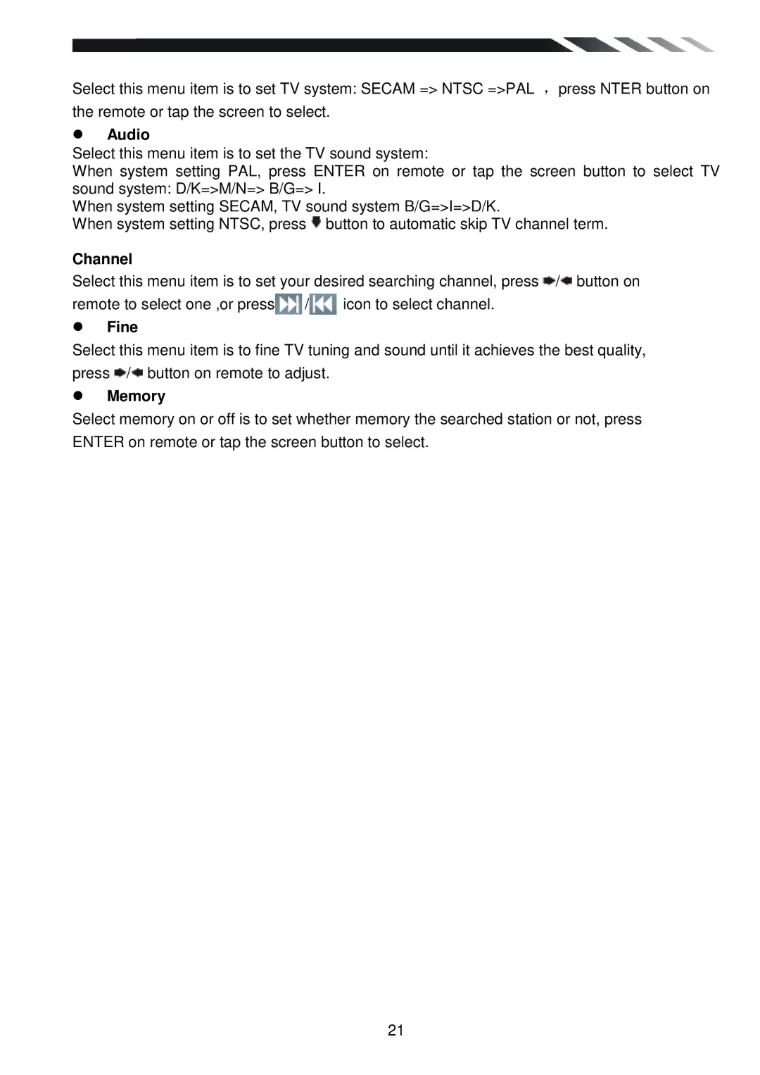 Power Acoustik PD-710T owner manual Channel,  Fine,  Memory 