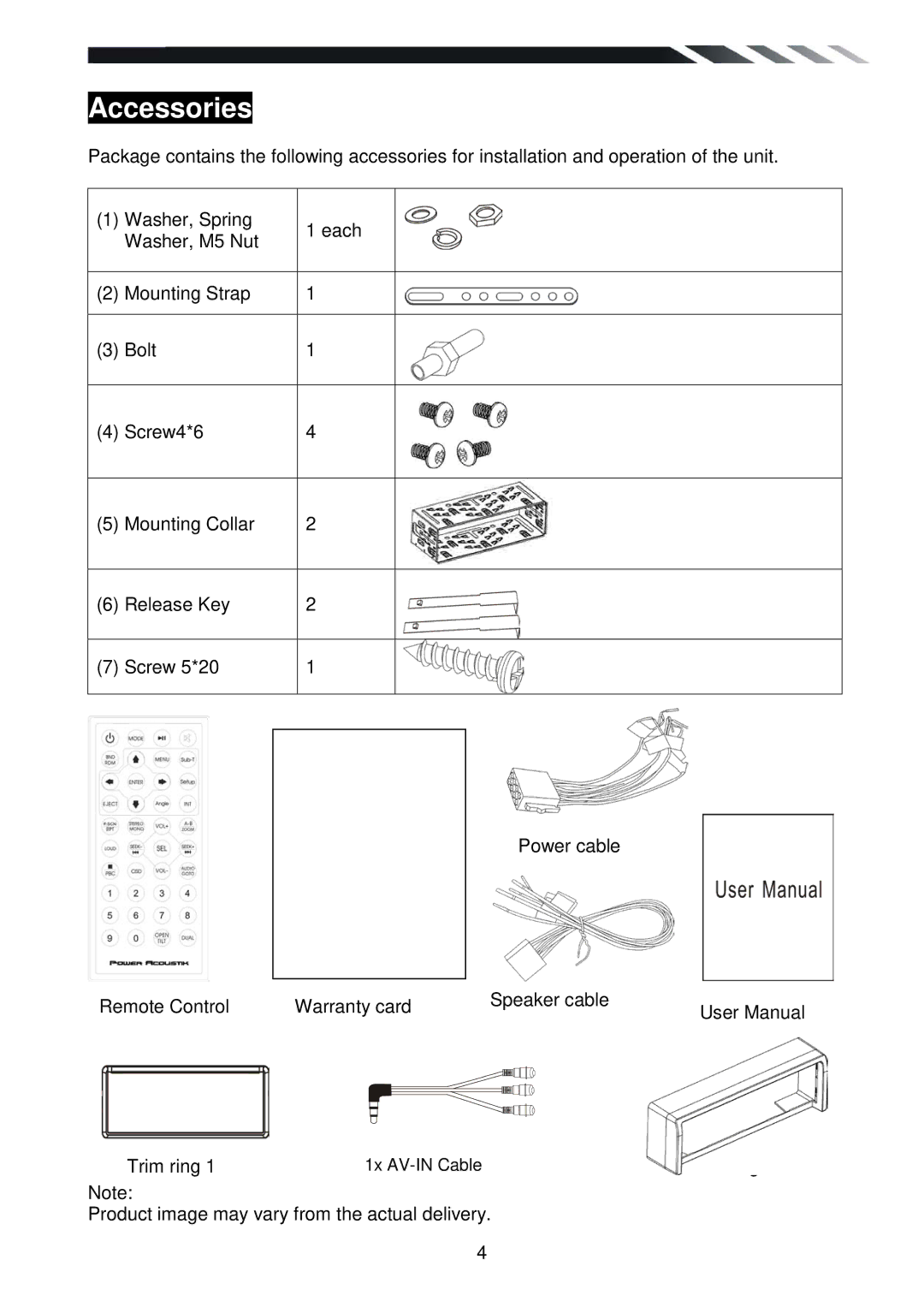 Power Acoustik PD-710T owner manual Accessories 