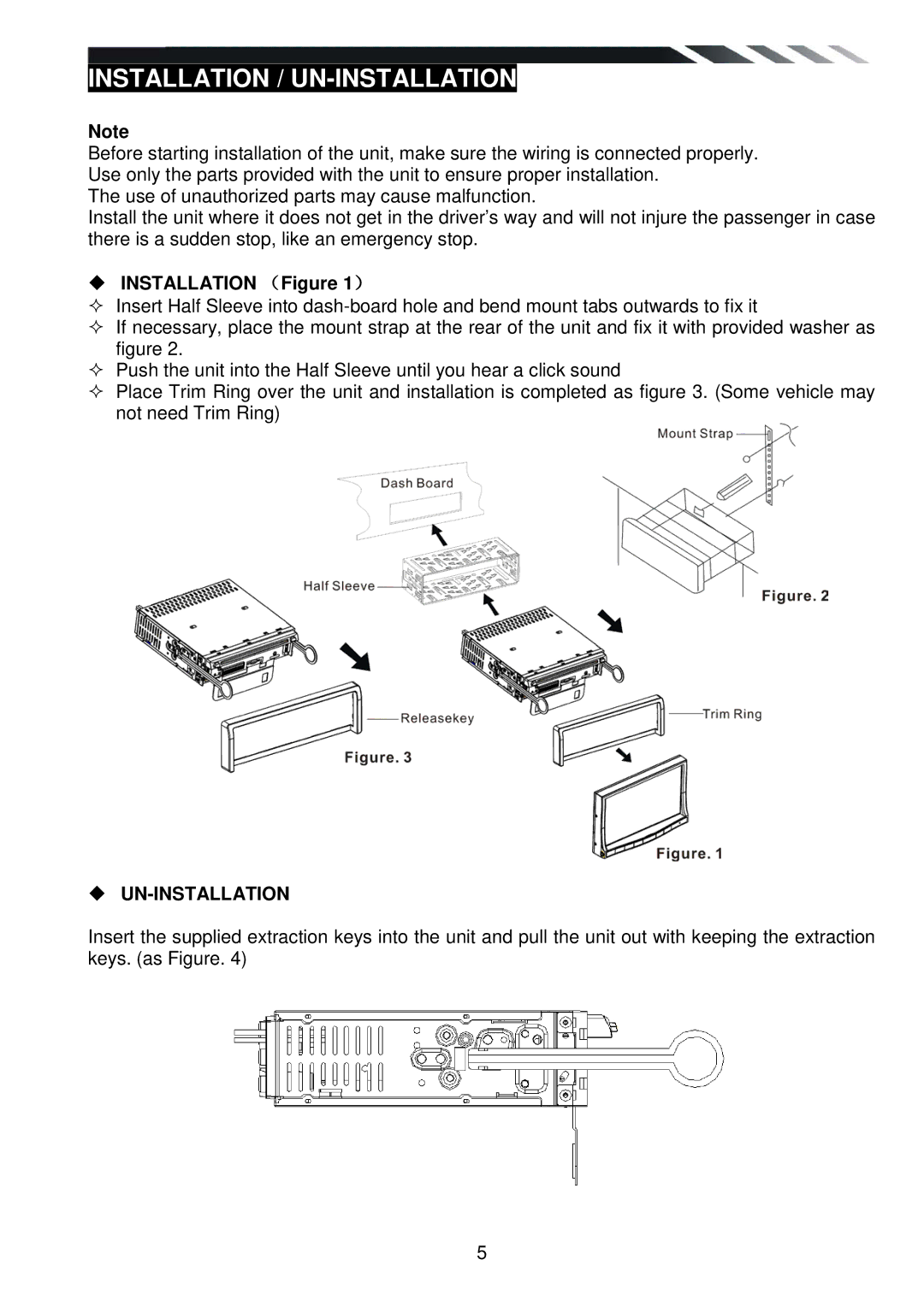 Power Acoustik PD-710T owner manual Installation / UN-INSTALLATION,  Installation （ ） 