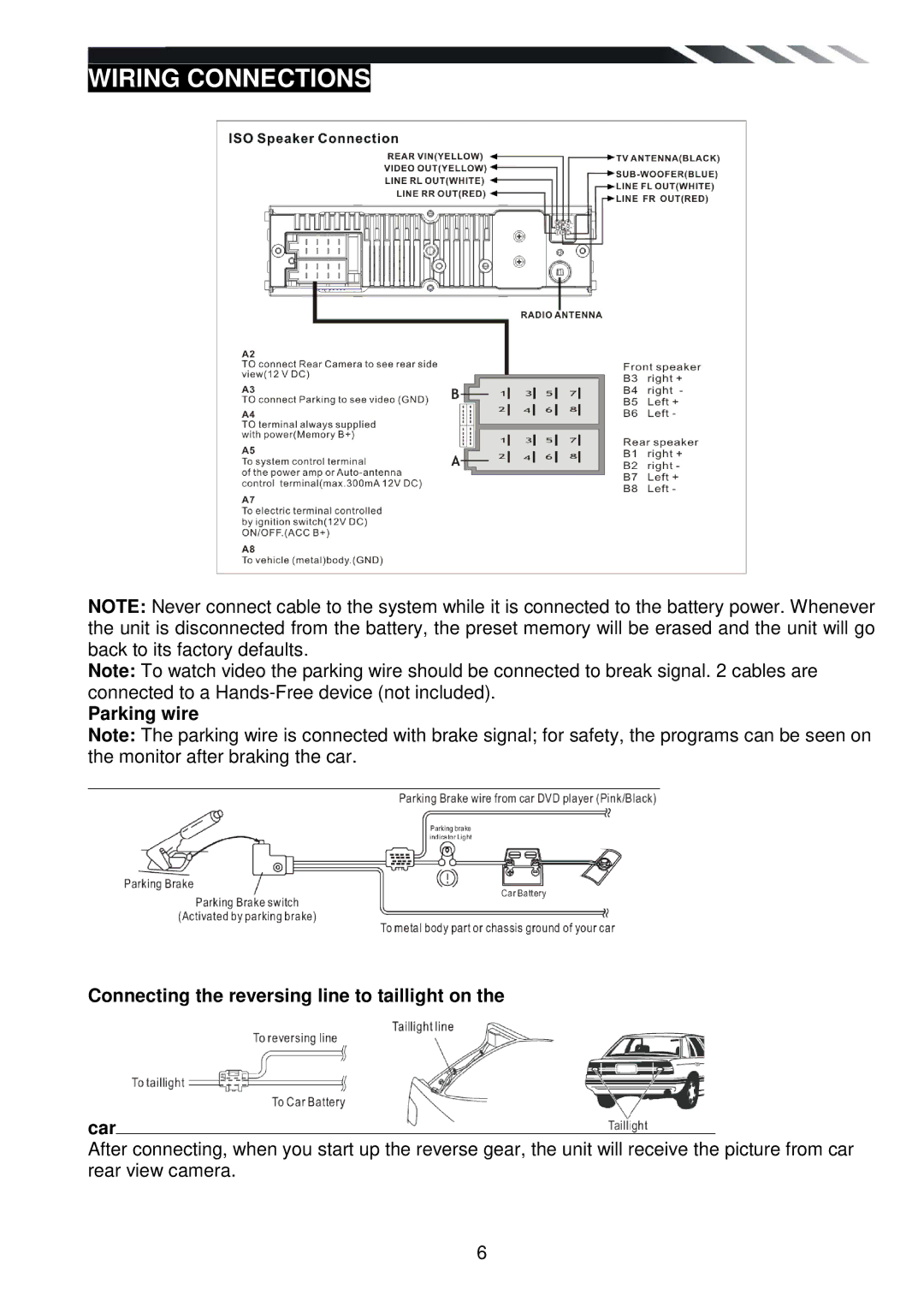 Power Acoustik PD-710T owner manual Wiring Connections 