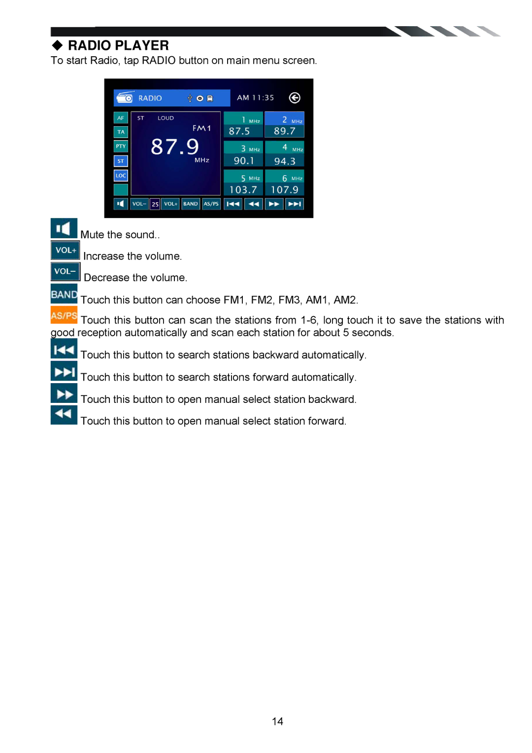 Power Acoustik PD-930T, PD-930BT owner manual Radio Player 