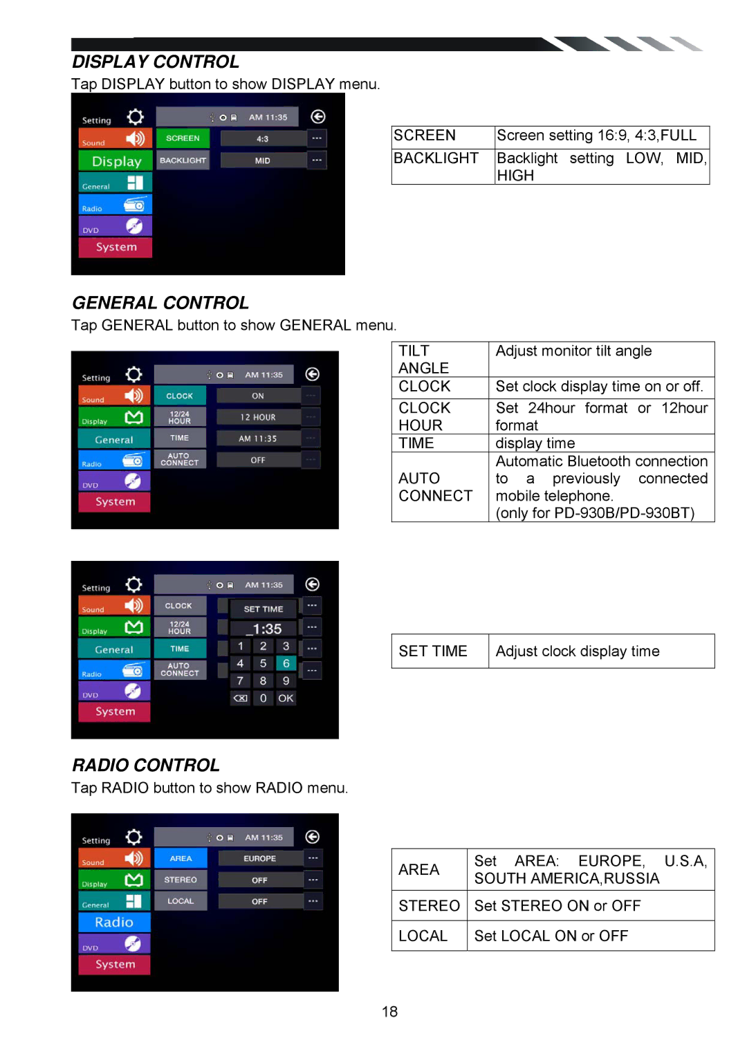 Power Acoustik PD-930T, PD-930BT owner manual Display Control 