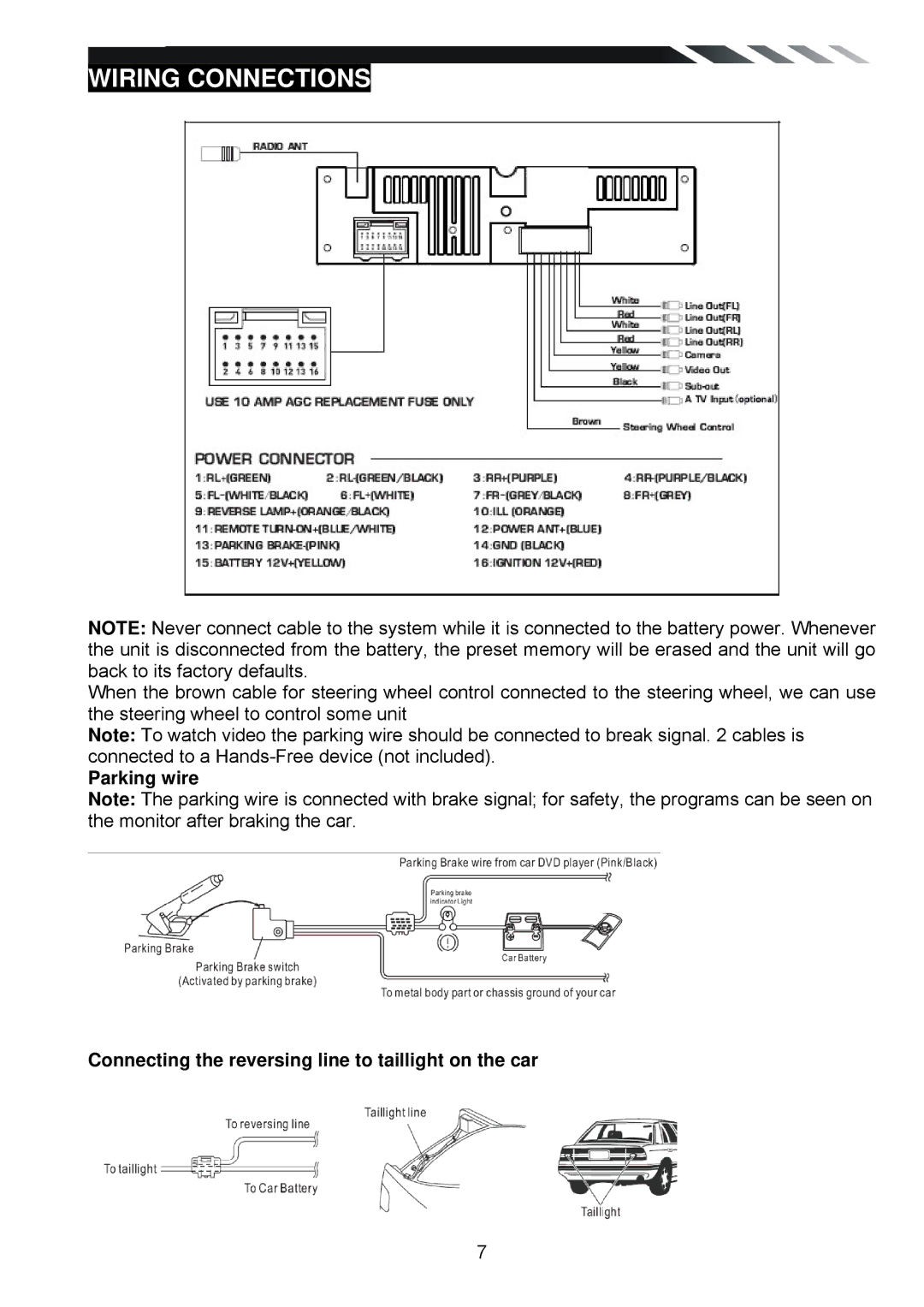 Power Acoustik PD-930T, PD-930BT owner manual Wiring Connections 