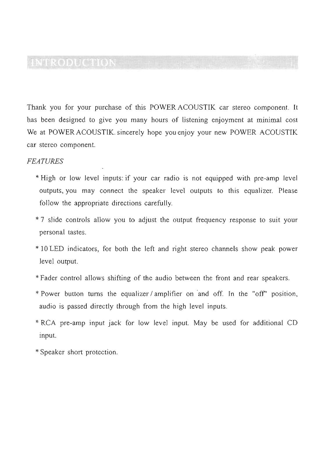 Power Acoustik PEQ-50P manual 