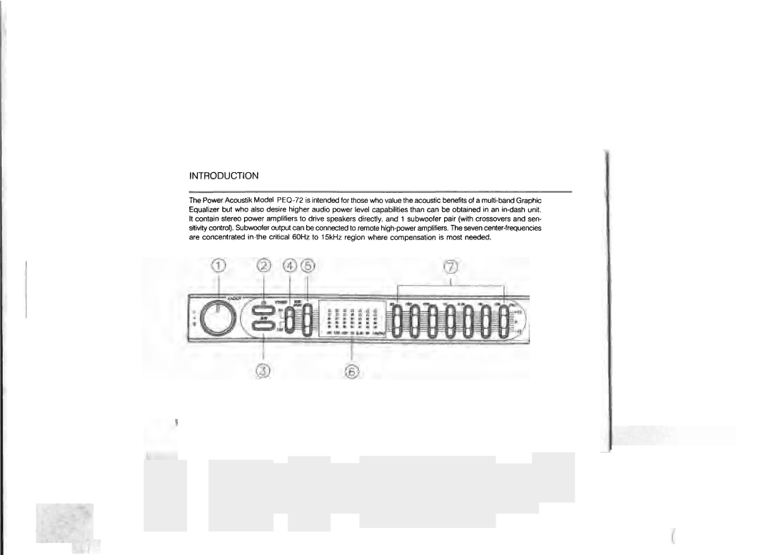 Power Acoustik PEQ-72 manual Introduction 