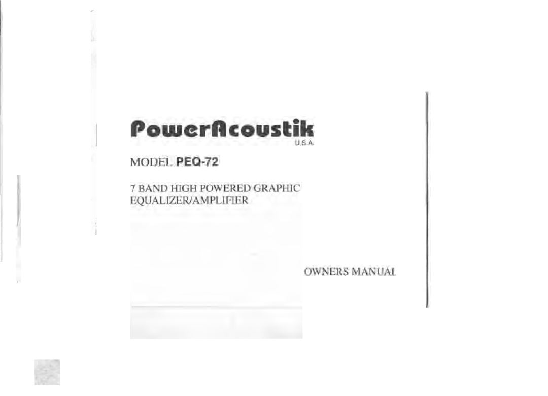 Power Acoustik PEQ-72 manual 