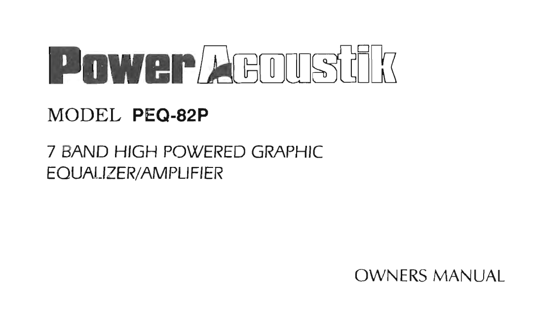 Power Acoustik PEQ-82P manual 