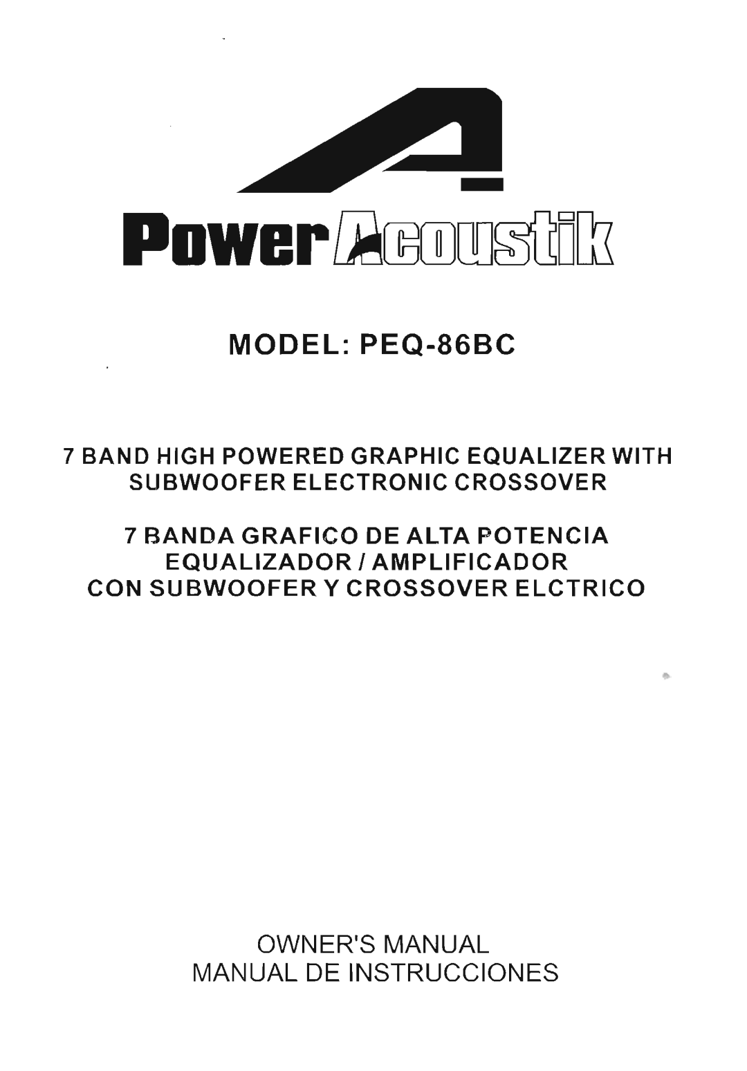 Power Acoustik PEQ-86BC manual 