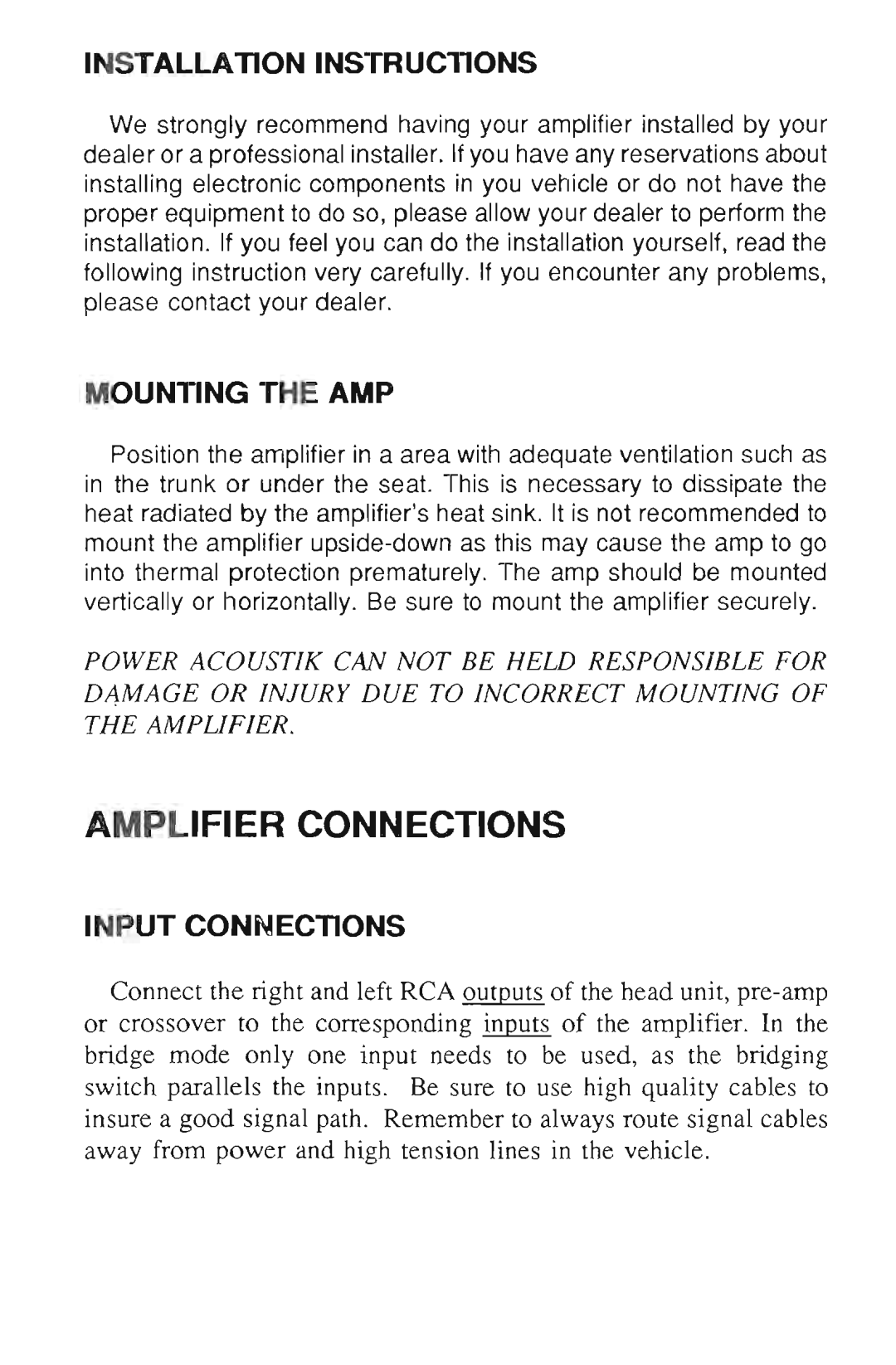 Power Acoustik power acoustik manual 