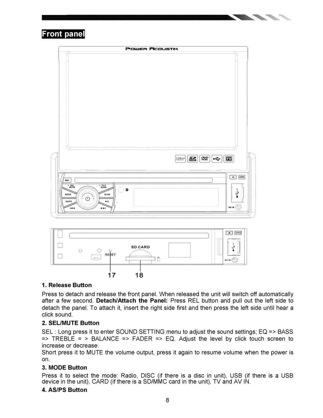 Power Acoustik power acoustik manual 