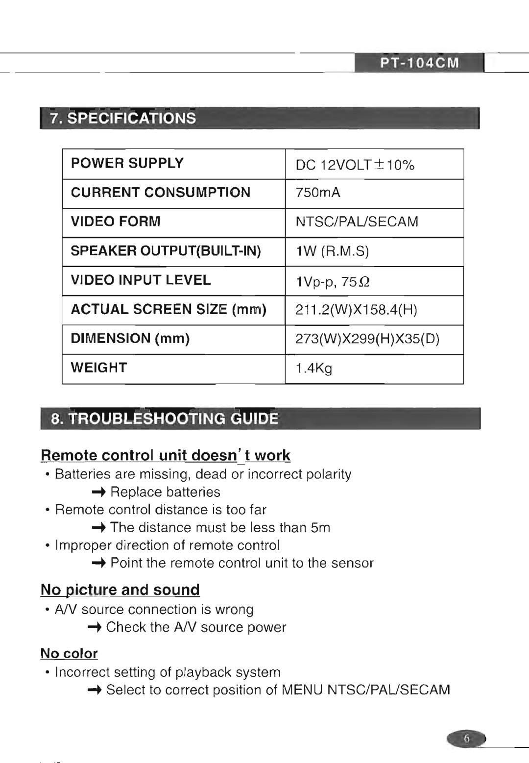 Power Acoustik pt-104cm manual 