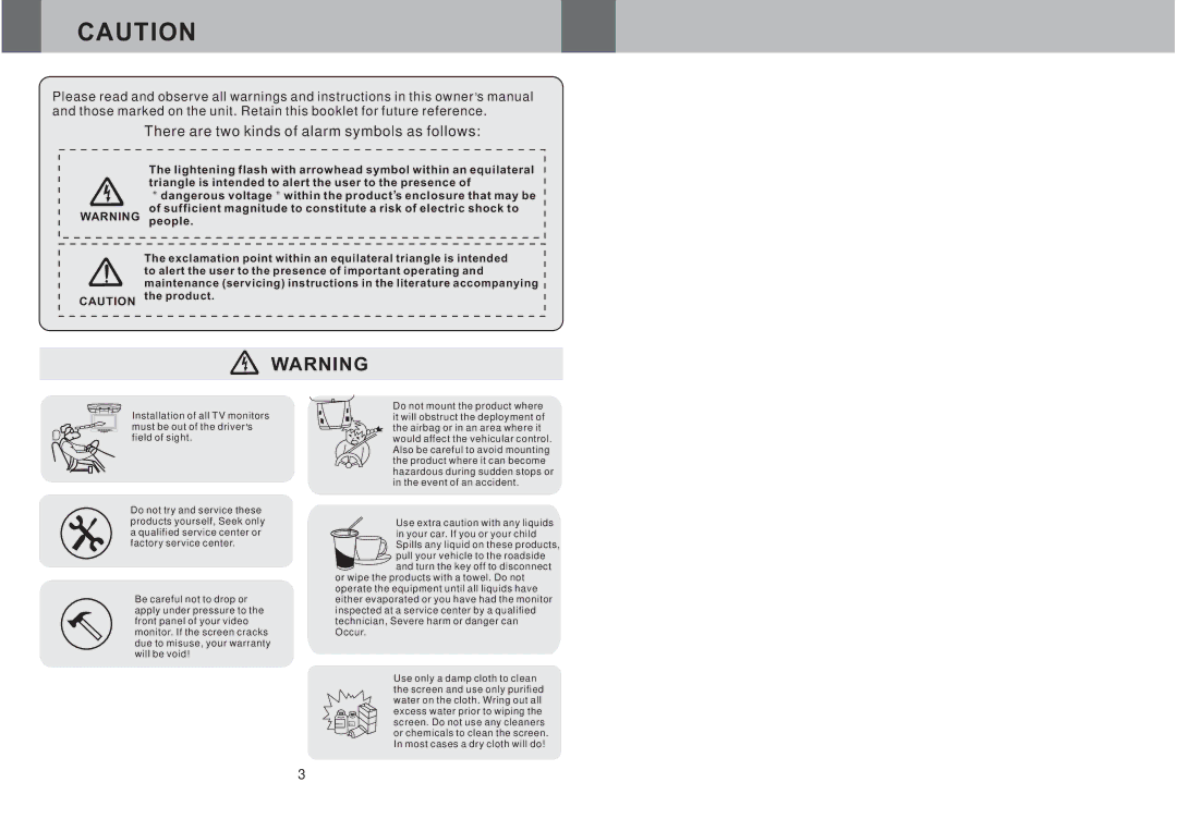 Power Acoustik PT-120CM owner manual There are two kinds of alarm symbols as follows 