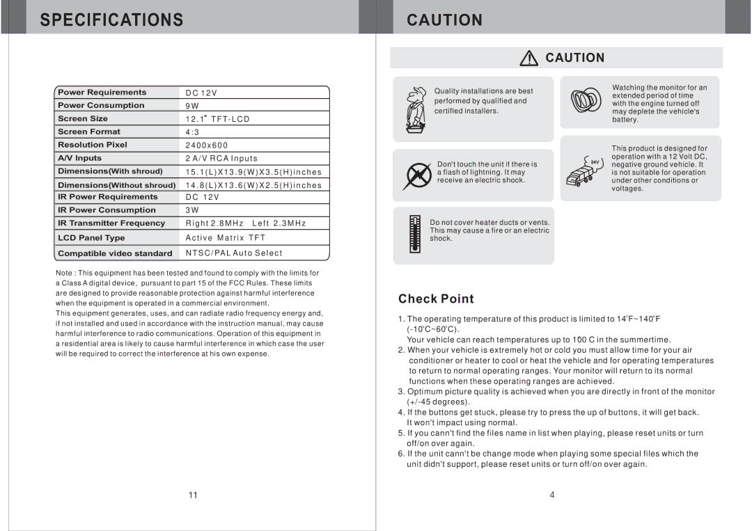 Power Acoustik PT-120CM owner manual Specifications 