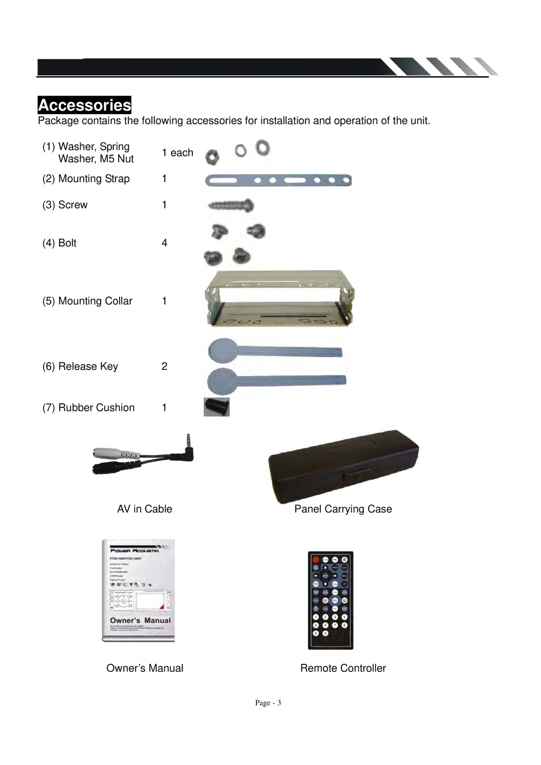 Power Acoustik PTID-3600T owner manual Accessories 