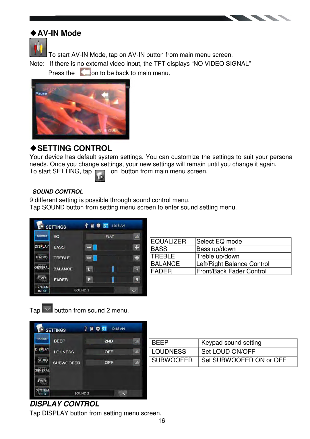 Power Acoustik PTID-6250B owner manual Setting Control 