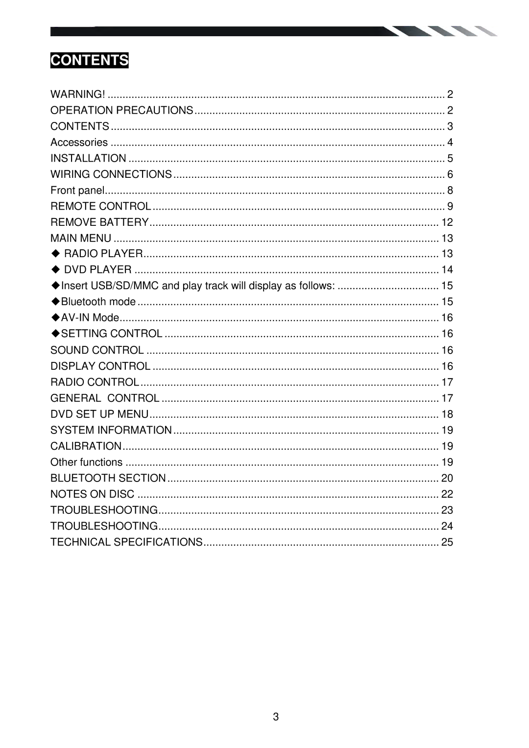 Power Acoustik PTID-6250B owner manual Contents 