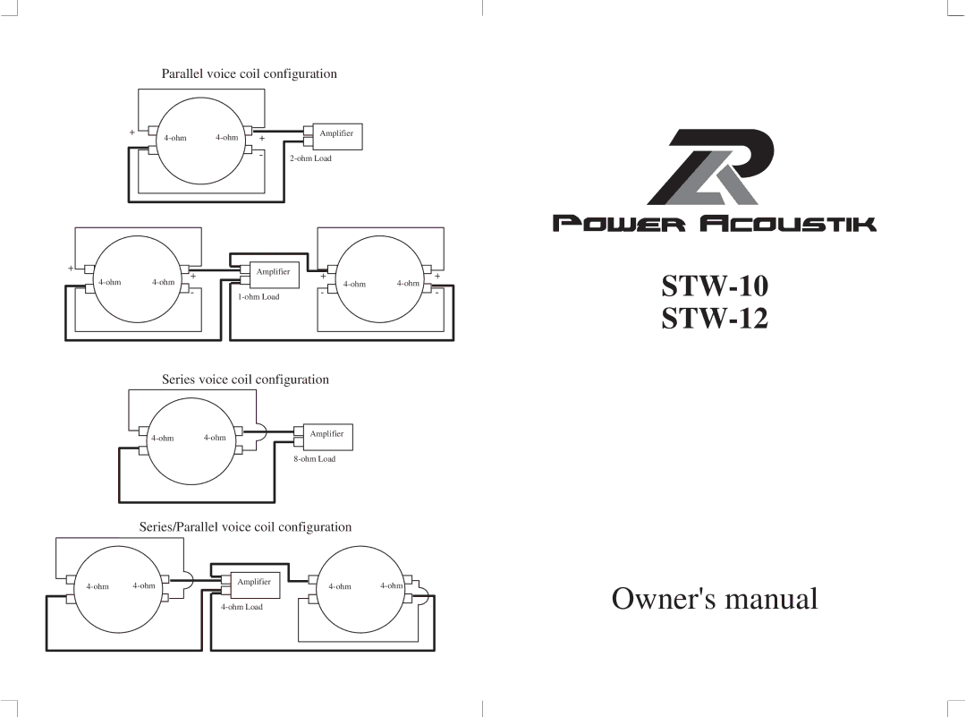 Power Acoustik STW-10 STW-12 owner manual 