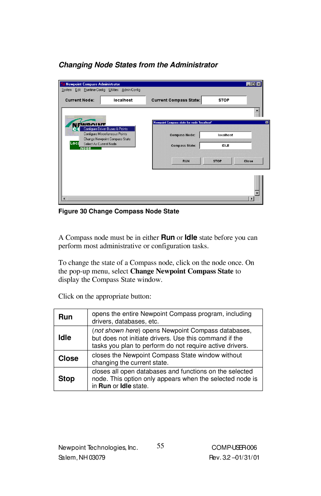 Power Sentry 4 manual Changing Node States from the Administrator, Idle 