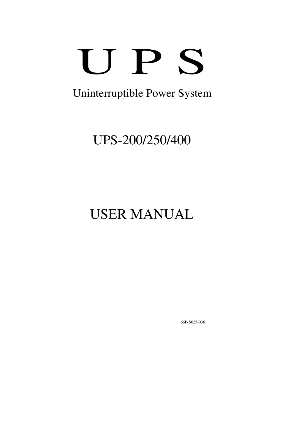 Powercom user manual UPS-200/250/400 